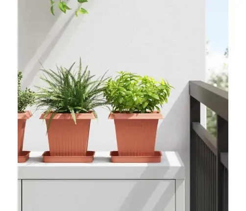 Kvadrātveida Ziedu Pods 6 Pcs Ķieģeļu Sarkans 43 X 43 X 33.5 Cm Vidaxl