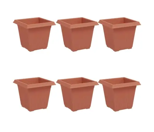 Kvadrātveida Ziedu Pods 6 Pcs Ķieģeļu Sarkans 43 X 43 X 33.5 Cm Vidaxl
