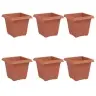 Kvadrātveida Ziedu Pods 6 Pcs Ķieģeļu Sarkans 43 X 43 X 33.5 Cm Vidaxl