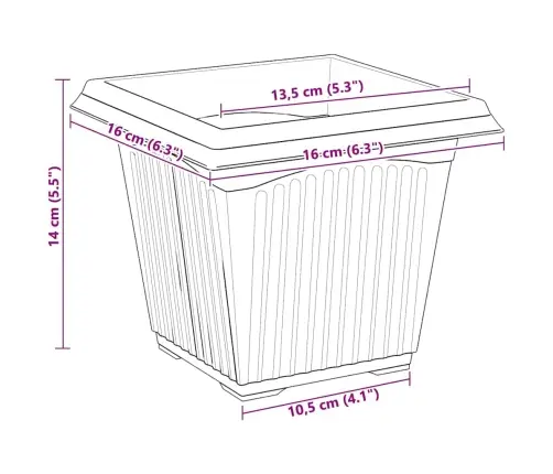 Kvadrātveida Ziedu Pods 6 Pcs Ķieģeļu Sarkans 43 X 43 X 33.5 Cm Vidaxl
