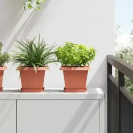 Kvadrātveida Ziedu Pods 6 Pcs Ķieģeļu Sarkans 43 X 43 X 33.5 Cm Vidaxl