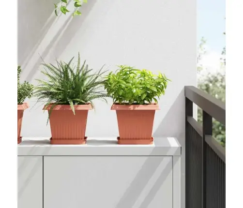 Kvadrātveida Ziedu Pods 6 Pcs Ķieģeļu Sarkans 43 X 43 X 33.5 Cm Vidaxl