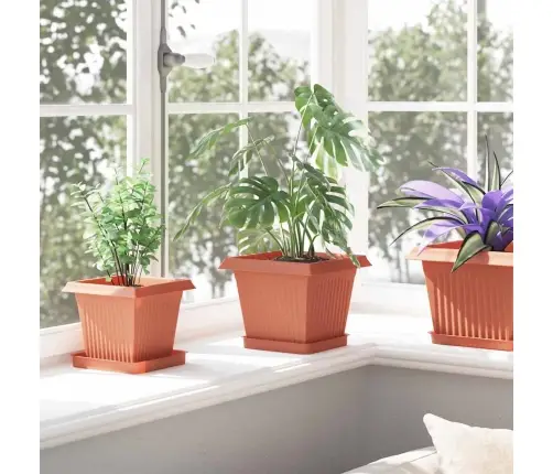 Ruutlillepott 6 Pcs Kohviroosa 20 X 20 X 16 Cm Plastmass