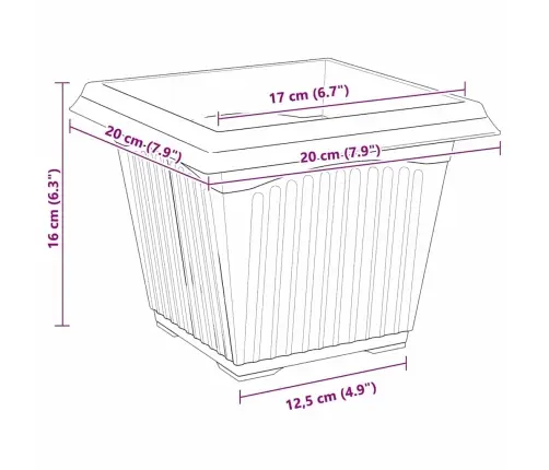 Kvadrātveida Ziedu Pods 6 Pcs Ķieģeļu Sarkans 43 X 43 X 33.5 Cm Vidaxl