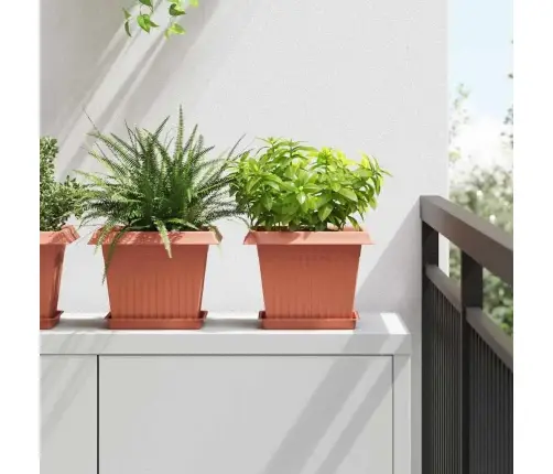 Kvadrātveida Ziedu Pods 6 Pcs Ķieģeļu Sarkans 43 X 43 X 33.5 Cm Vidaxl