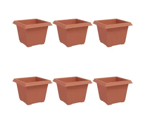 Kvadrātveida Ziedu Pods 6 Pcs Ķieģeļu Sarkans 43 X 43 X 33.5 Cm Vidaxl