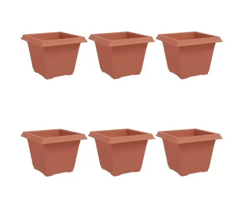 Kvadratinis Gėlių Vazonas 6 Pcs Raudona Plyta Plastmasė