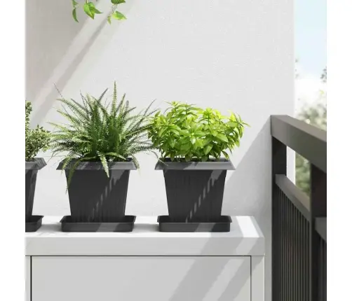 Kvadrātveida Ziedu Pods 6 Pcs Melna 43 X 43 X 33.5 Cm Plastmasa Vidaxl