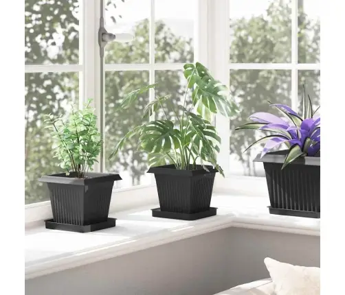 Kvadrātveida Ziedu Pods 6 Pcs Melna 43 X 43 X 33.5 Cm Plastmasa Vidaxl