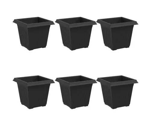 Kvadrātveida Ziedu Pods 6 Pcs Melna 43 X 43 X 33.5 Cm Plastmasa Vidaxl