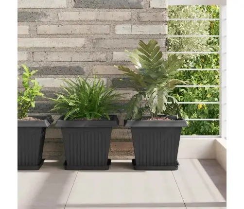 Kvadrātveida Ziedu Pods 24 Pcs Melna 43 X 43 X 33.5 Cm Vidaxl