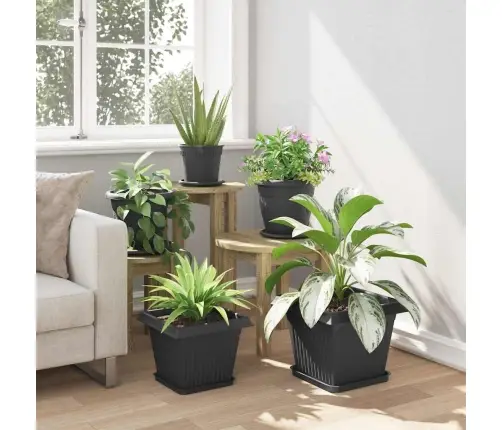 Kvadrātveida Ziedu Pods 24 Pcs Melna 43 X 43 X 33.5 Cm Vidaxl