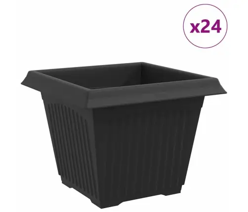 Kvadrātveida Ziedu Pods 24 Pcs Melna 43 X 43 X 33.5 Cm Vidaxl