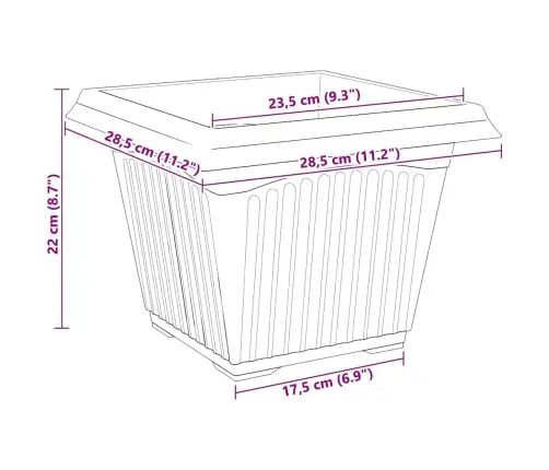 Kvadrātveida Ziedu Pods 24 Pcs Melna 43 X 43 X 33.5 Cm Vidaxl