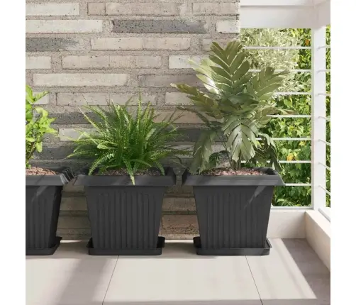 Kvadrātveida Ziedu Pods 24 Pcs Melna 43 X 43 X 33.5 Cm Vidaxl