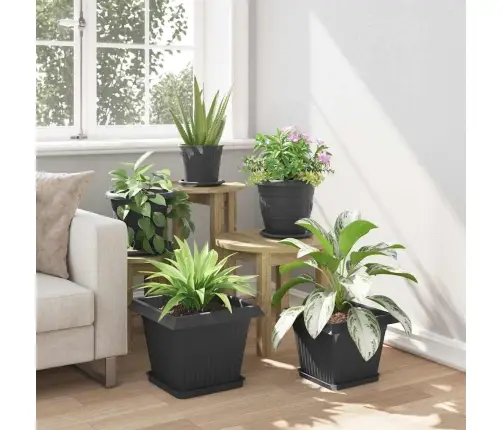 Kvadrātveida Ziedu Pods 24 Pcs Melna 43 X 43 X 33.5 Cm Vidaxl