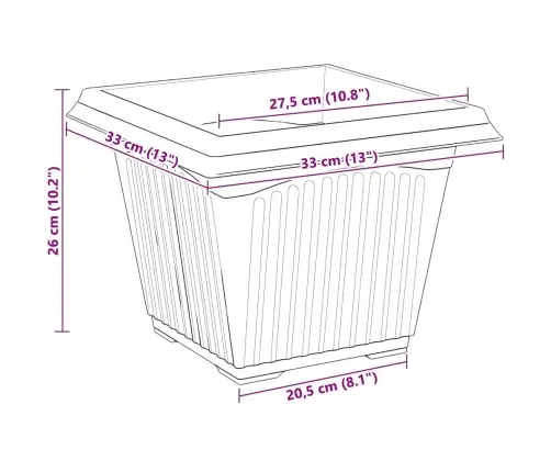 Kvadrātveida Ziedu Pods 24 Pcs Melna 43 X 43 X 33.5 Cm Vidaxl