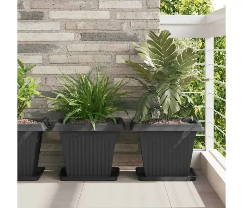 Kvadrātveida Ziedu Pods 24 Pcs Melna 43 X 43 X 33.5 Cm Vidaxl