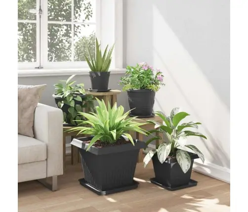 Kvadrātveida Ziedu Pods 24 Pcs Melna 43 X 43 X 33.5 Cm Vidaxl