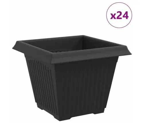 Kvadrātveida Ziedu Pods 24 Pcs Melna 43 X 43 X 33.5 Cm Vidaxl