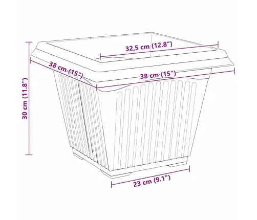 Kvadrātveida Ziedu Pods 24 Pcs Melna 43 X 43 X 33.5 Cm Vidaxl