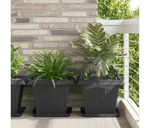 Kvadrātveida Ziedu Pods 24 Pcs Melna 43 X 43 X 33.5 Cm Vidaxl