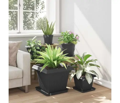 Kvadrātveida Ziedu Pods 24 Pcs Melna 43 X 43 X 33.5 Cm Vidaxl