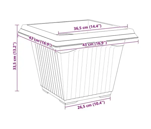 Kvadrātveida Ziedu Pods 24 Pcs Melna 43 X 43 X 33.5 Cm Vidaxl