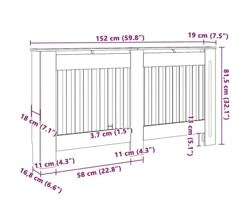 Radiatora Vāks 2 Pcs Brūna 152 X 19 X 81.5 Cm Inženierijas Koks Vidaxl