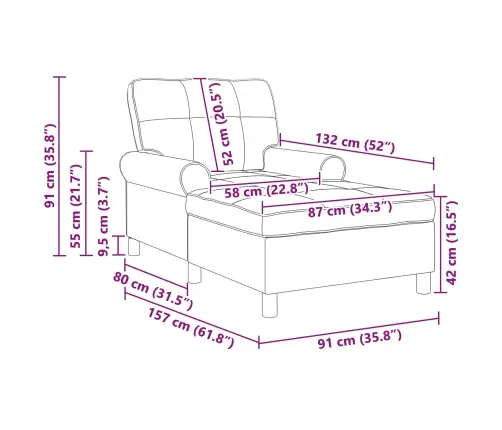 Šeiss Lounge Ar Spilvenu Brūna 91 X 157 X 91 Cm Antīks Pu Vidaxl