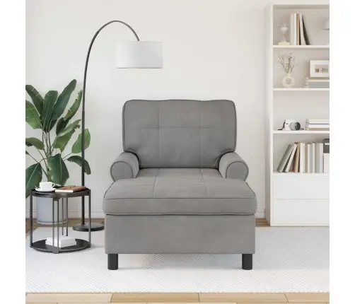 Šeiss Lounge Ar Spilvenu Gaiši Pelēks 91 X 157 X 91 Cm Samts Vidaxl