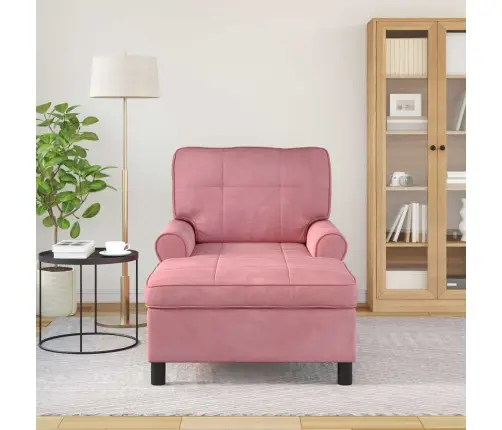 Šeiss Lounge Ar Spilvenu Rozā 91 X 157 X 91 Cm Samts Vidaxl