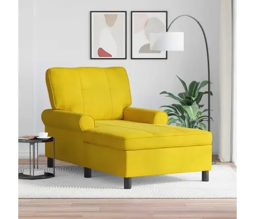 Chaise Lounge Padjaga Kollane 91 X 157 X 91 Cm Samet