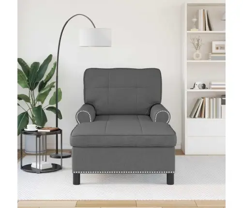 Šeiss Lounge Ar Spilvenu Tumši Pelēks 91 X 157 X 91 Cm Audums Vidaxl