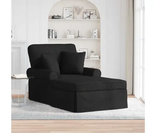 Chaise Lounge Pööratud Äärega Must 91 X 157 X 91 Cm Kangas