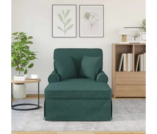 Šezlongs Ar Svārkiem Tumši Zaļš 91 X 157 X 91 Cm Audums Vidaxl