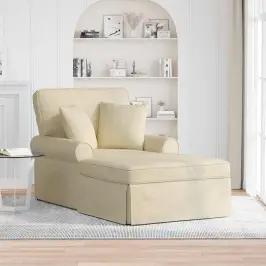 Šezlongs Ar Svārkiem Krēmkrāsa 91 X 157 X 91 Cm Audums Vidaxl