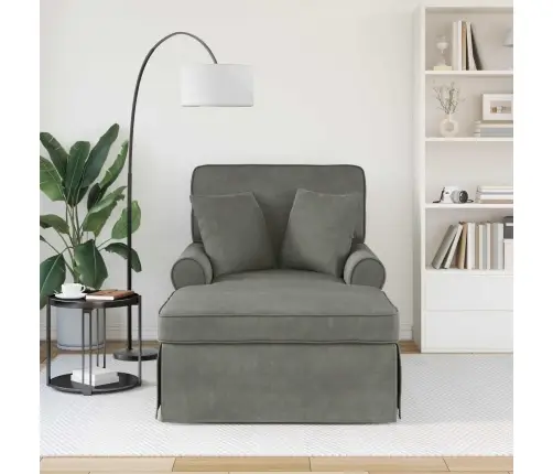 Šezlongs Ar Svārkiem Ar Spilvenu Gaiši Pelēks 91 X 157 X 91 Cm Vidaxl