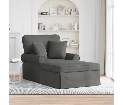 Chaise Lounge Pööratud Äärega Padjaga Tumehall 91 X 157 X 91 Cm