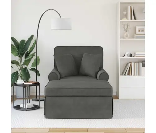 Chaise Lounge Pööratud Äärega Padjaga Tumehall 91 X 157 X 91 Cm