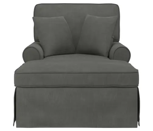 Chaise Lounge Pööratud Äärega Padjaga Tumehall 91 X 157 X 91 Cm