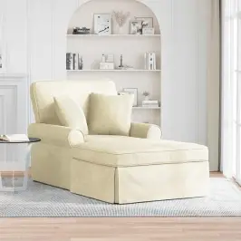 Chaise Lounge Pööratud Äärega Padjaga Cream 91 X 157 X 91 Cm