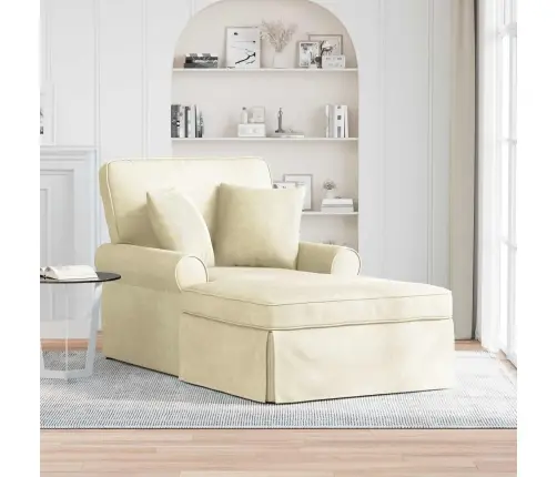 Chaise Lounge Pööratud Äärega Padjaga Cream 91 X 157 X 91 Cm