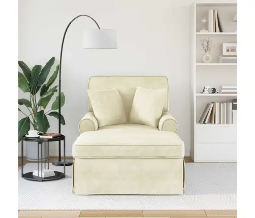 Chaise Lounge Pööratud Äärega Padjaga Cream 91 X 157 X 91 Cm