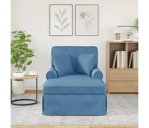 Šezlongs Ar Svārkiem Zila 91 X 157 X 91 Cm Ribots Audums Vidaxl