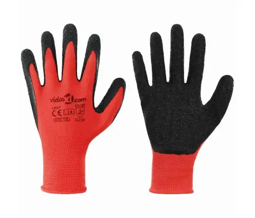 Töökindad 12 Pcs Punane Ja Must 7 / S Lateksi Kate