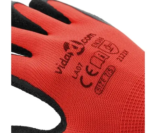 Darbo Pirštinės 24 Pcs Raudona Ir Juoda 7 / S Latekso Danga