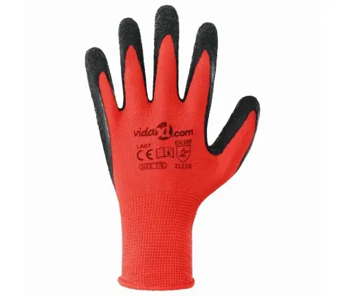 Darbo Pirštinės 24 Pcs Raudona Ir Juoda 7 / S Latekso Danga