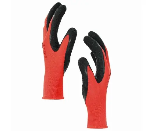 Darbo Pirštinės 24 Pcs Raudona Ir Juoda 7 / S Latekso Danga