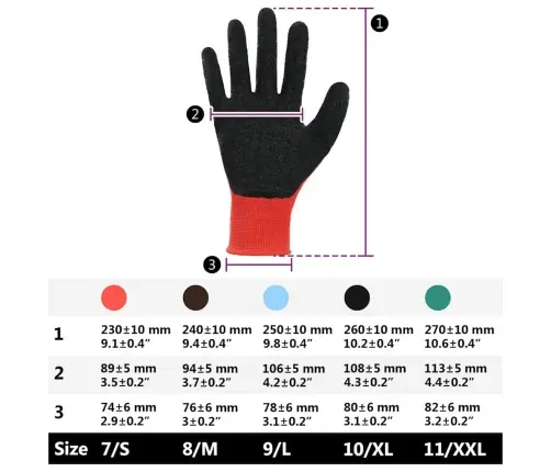 Darbo Pirštinės 24 Pcs Raudona Ir Juoda 7 / S Latekso Danga